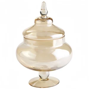 Glass pedestal apothecary candy jars