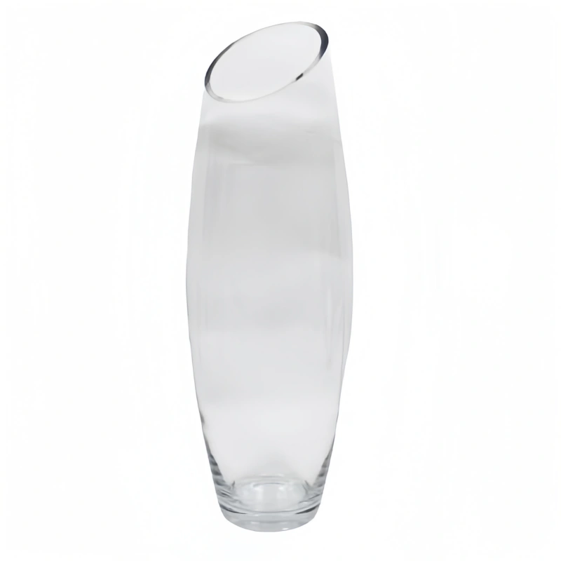 Glass Bud Vase with Slant Opening