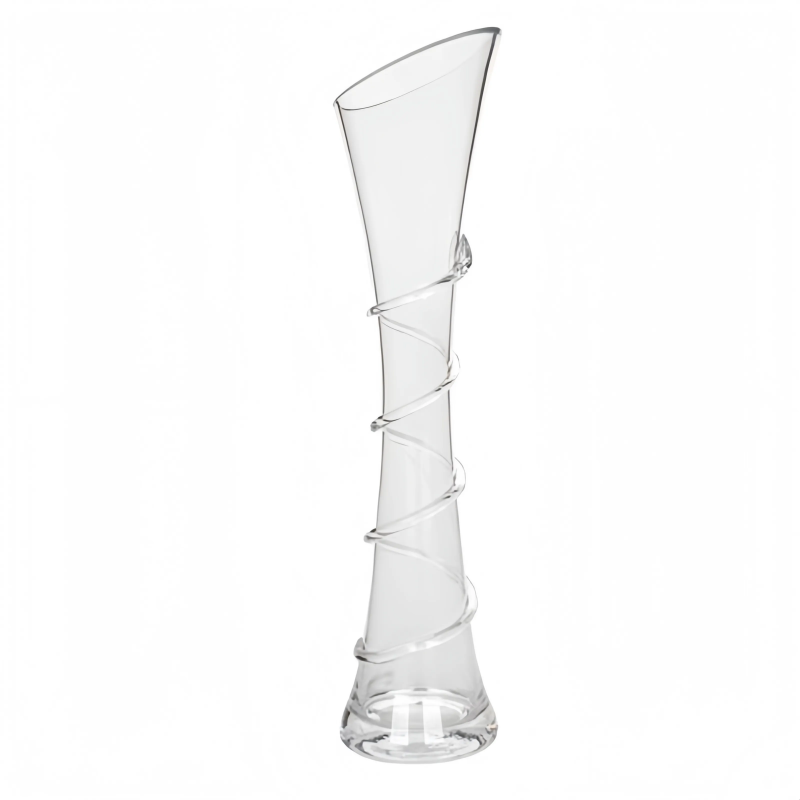 Vintage Vase Applied Clear Glass Swirl Corkscrew