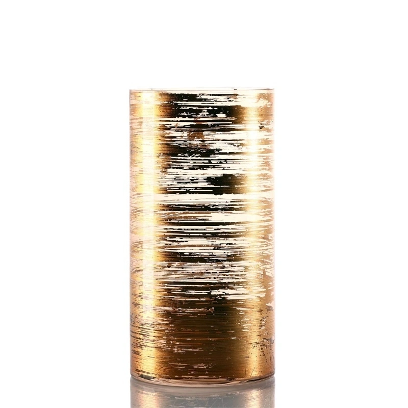 Etched Golden Glass Vase