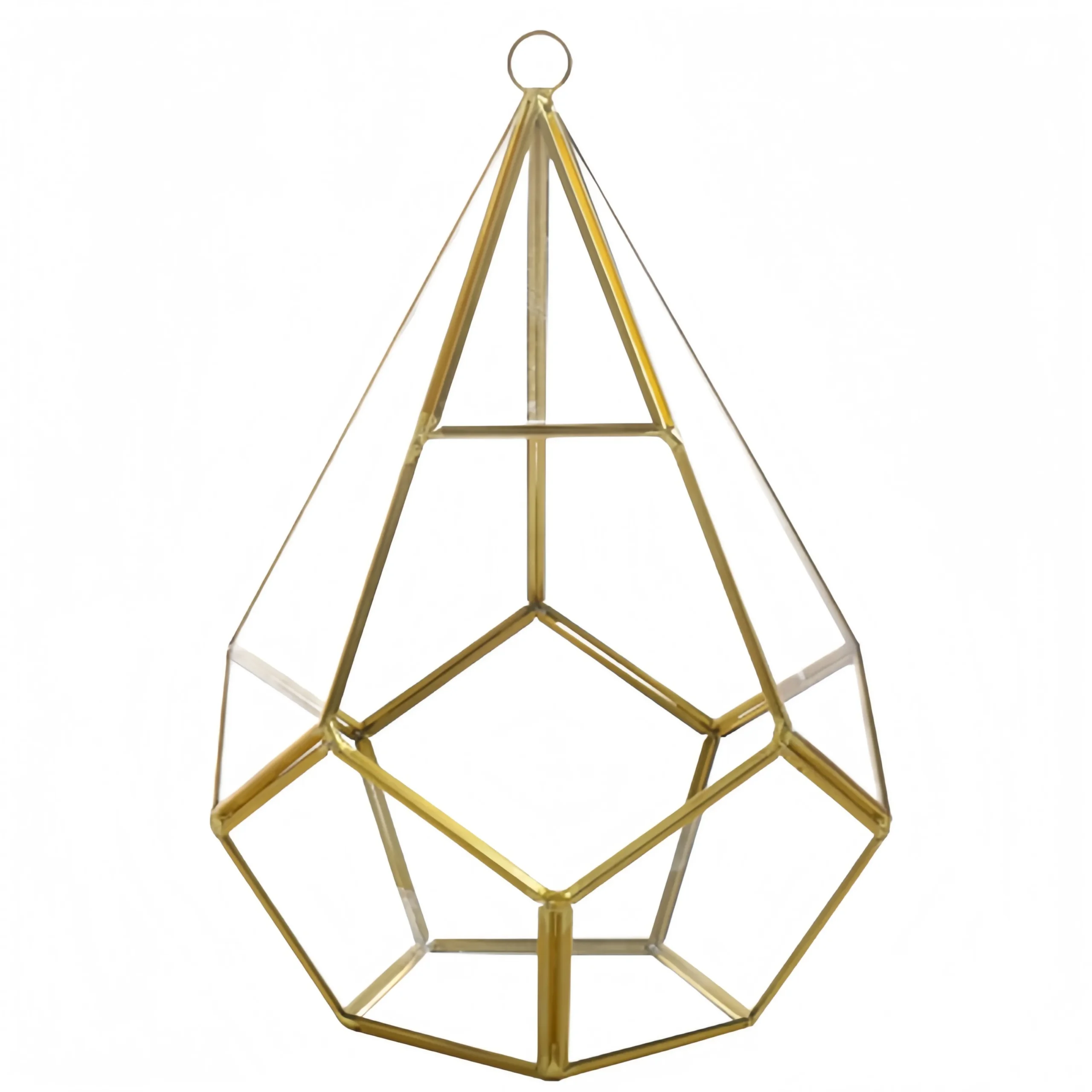 Golden Geometric Glass Terrarium Planter