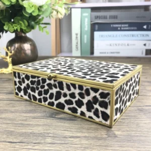 Glass Leopard Print Jewelry golden Box