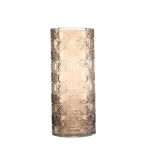 Amber Glass Cylinder With Diamond Texture