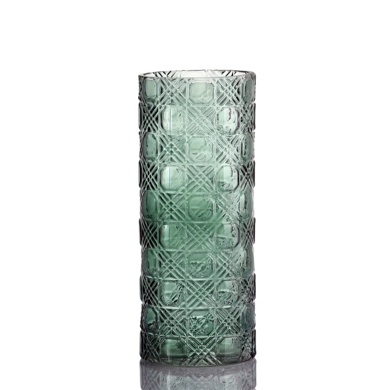 Glass Vase With Diamond Texture In Pink Color - Image 2