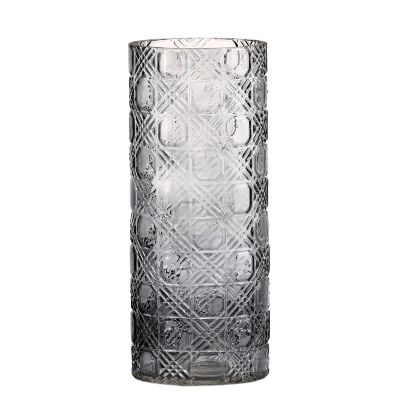 Glass Vase With Diamond Texture In Pink Color - Image 3