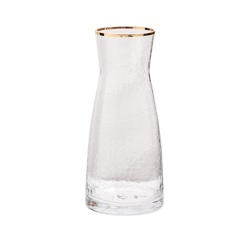 Transparent gold vase with hammered glass