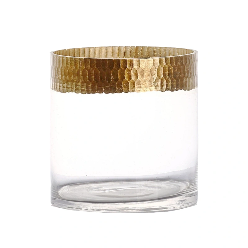 Gold Honeycomb Cylinder Vase - Image 2