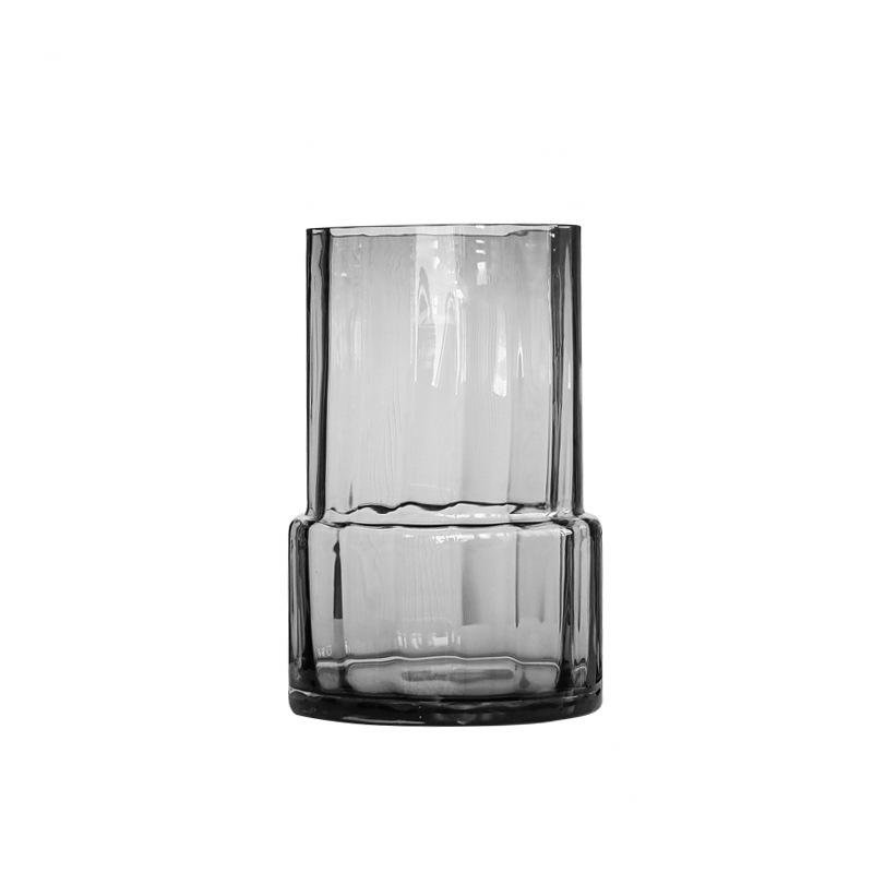 Red Ribbed Glass Cylinder Vase - Image 5