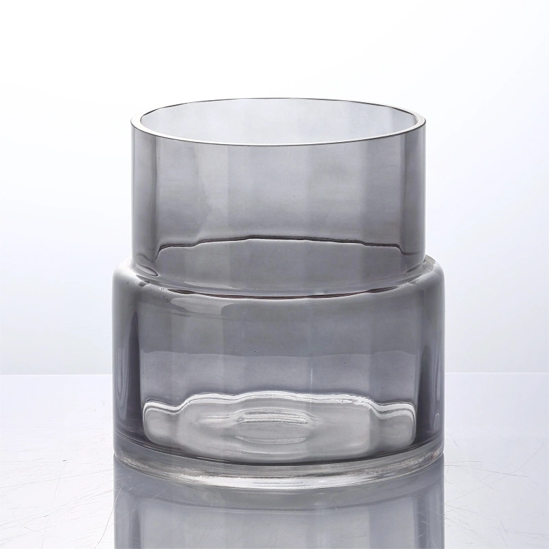 Red Ribbed Glass Cylinder Vase - Image 6