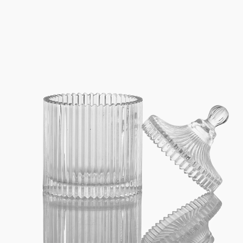 Ribbed Glass Storage Jar
