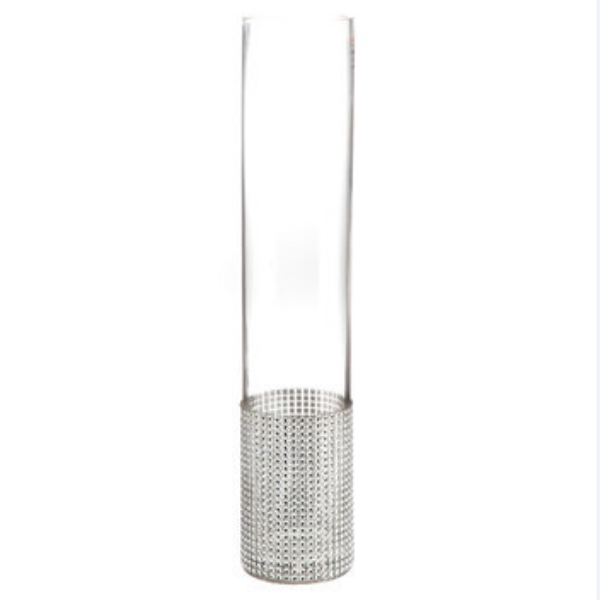 Bling Rhinestone Glass Cylinder Vase