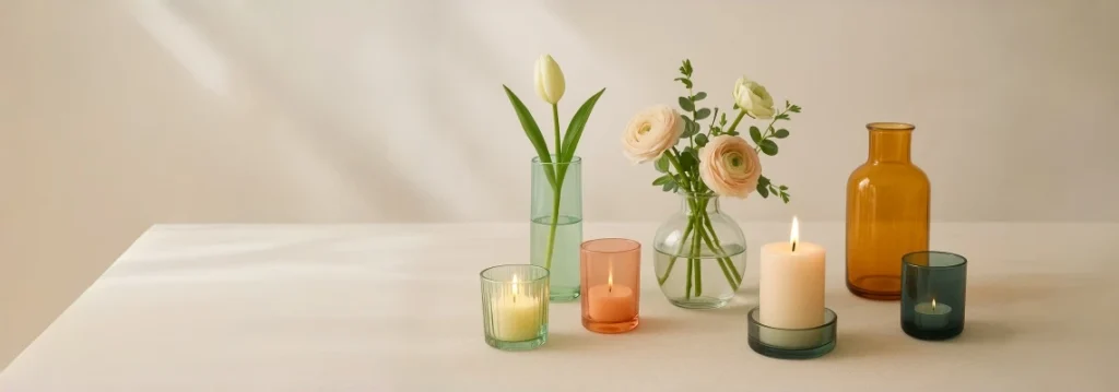 From soft spring pastels to warm autumn tones and elegant winter neutrals, explore how each palette transforms glass vases, candle holders, and tableware into timeless expressions of modern celebration style.