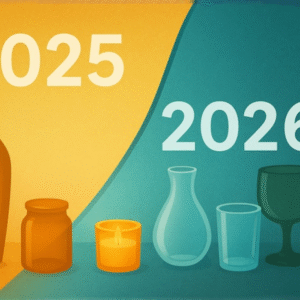 Digital banner illustration showing modern glassware with global market trends, symbolizing growth and consumer lifestyle changes
