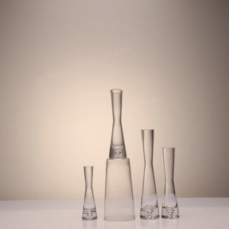 honorliving glass clear concave base bud vase set with flared necks