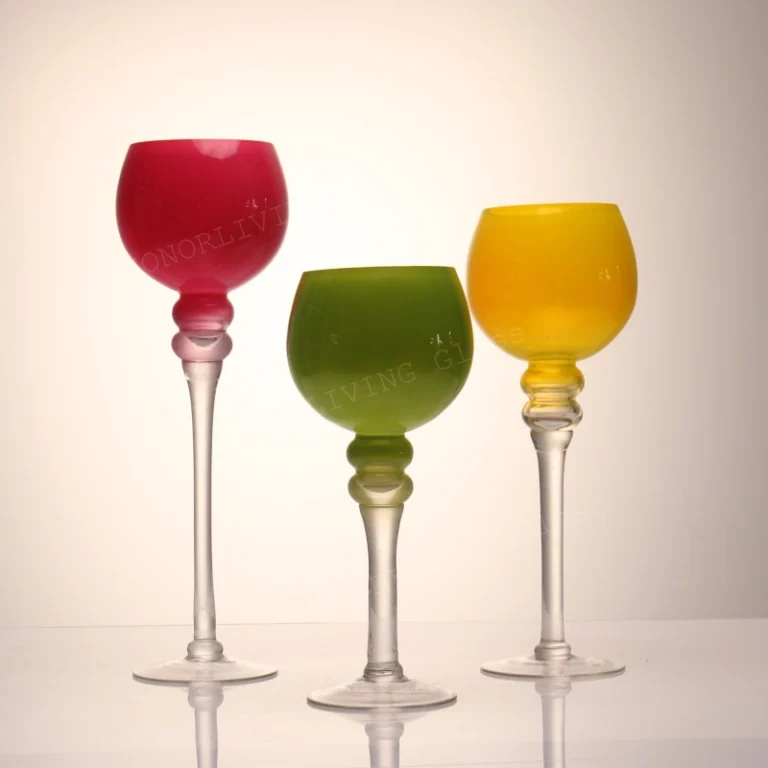 honorliving glass red green yellow stemmed glass goblets