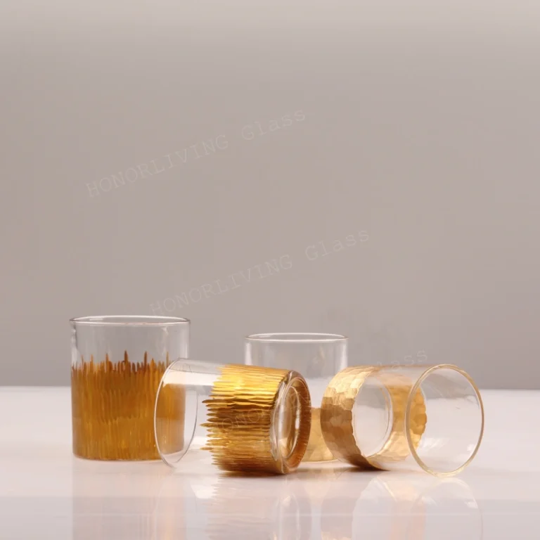 honorliving glass gold foil and hammered texture glass tumblers